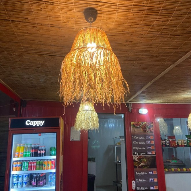 Hasır Doğal Saçaklı 35 cm Dekoratif Rafya Avize Hasır Doğal Saçaklı 35 cm Dekoratif Rafya Avize