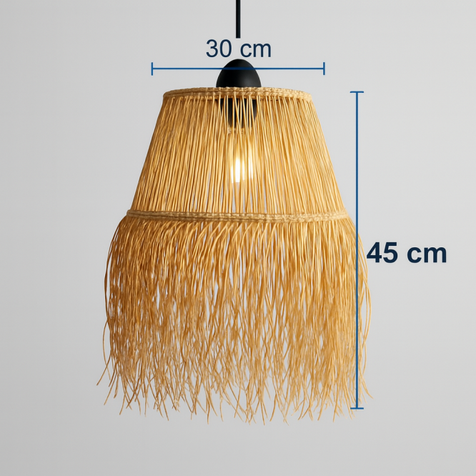 Hasır Doğal Saçaklı 35 cm Dekoratif Rafya Avize