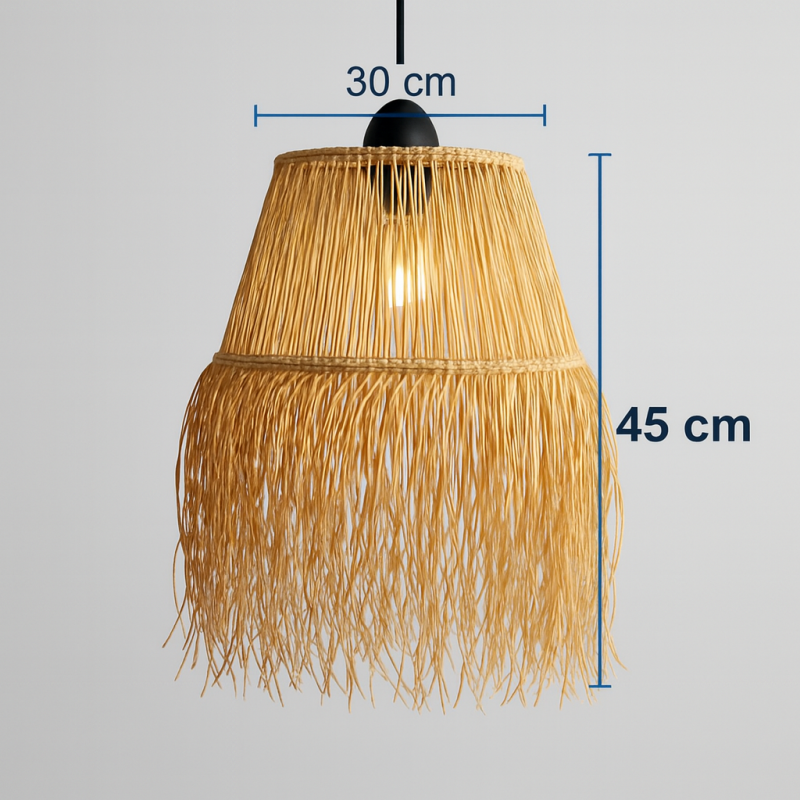 Hasır Doğal Saçaklı 35 cm Dekoratif Rafya Avize
