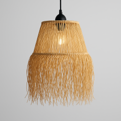 Hasır Doğal Saçaklı 35 cm Dekoratif Rafya Avize