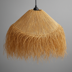 Doğal Saçaklı Kayık 40x55cm Dekoratif Hasır Rafya Avize